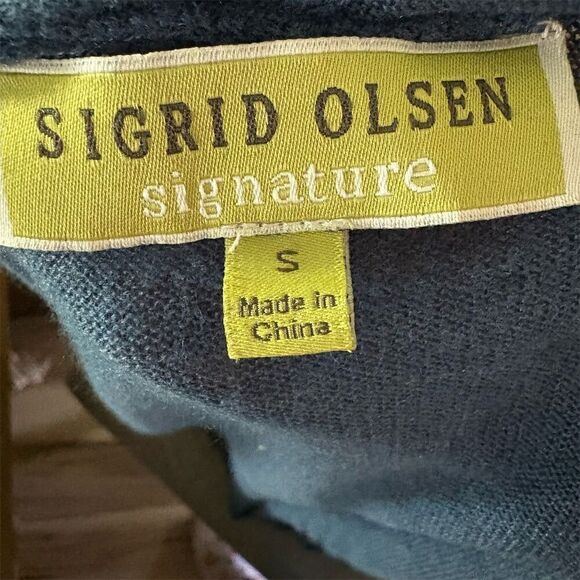 Sigrid Olsen Women's Blue Linen Blend Open Cardigan Sweater Size S 3/4 Sleeve - Picture 5 of 6